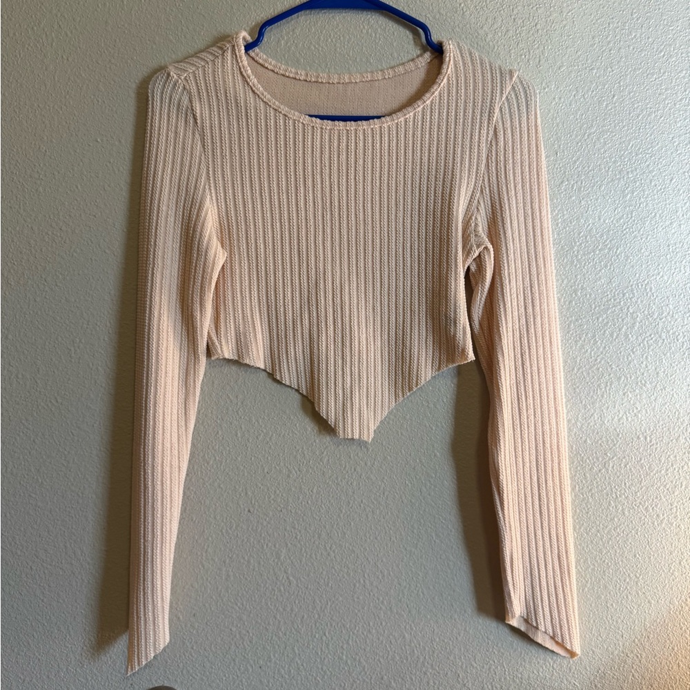 SHEIN Cream Ribbed Crop Top
